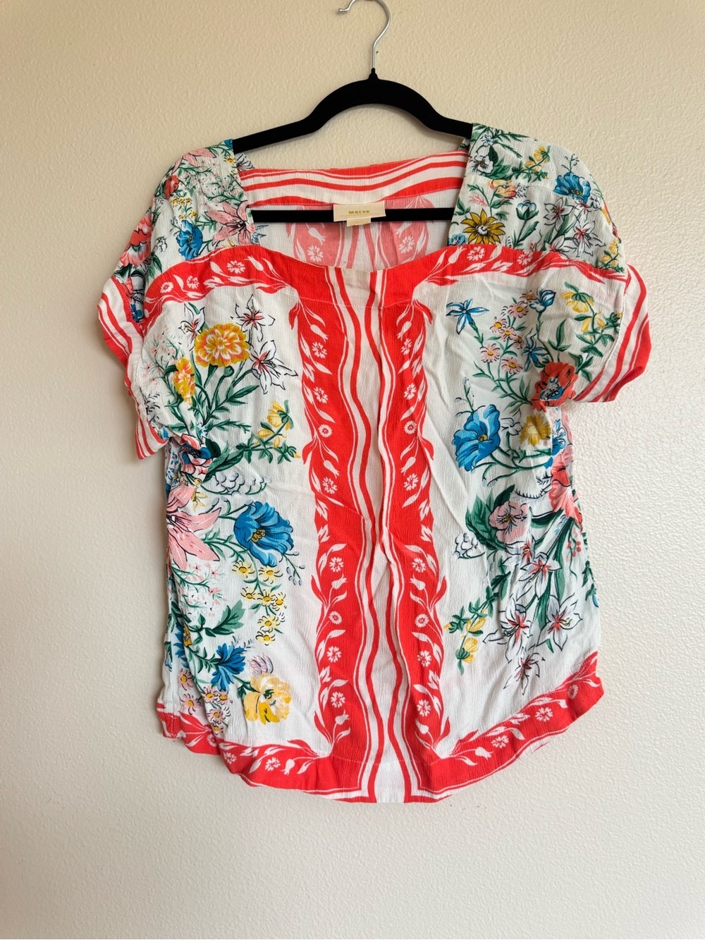 Anthropologie Maeve Romina Scarf Print Top M Boho Resortwear Euro Summer Beach - Picture 2 of 5